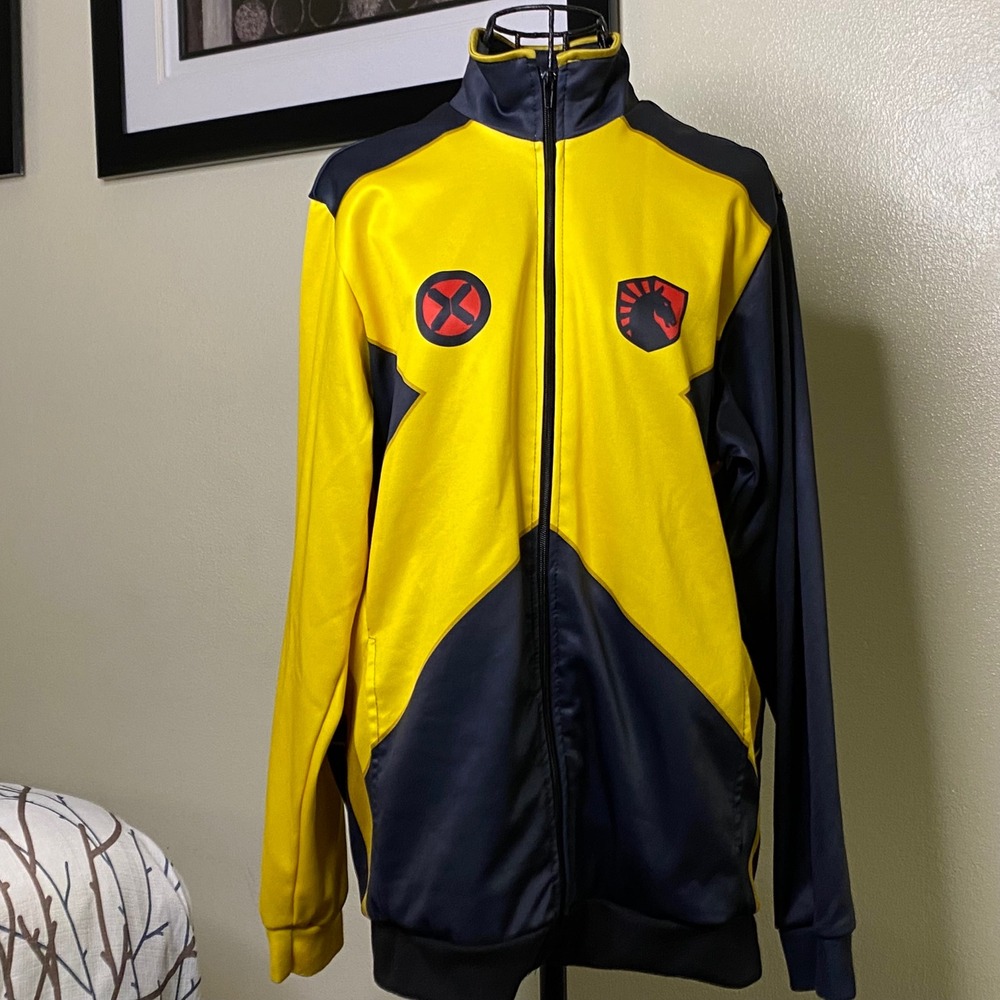 Marvel X-Men Team Liquid Jacket Full Zip Graphic Black Yellow Mens M